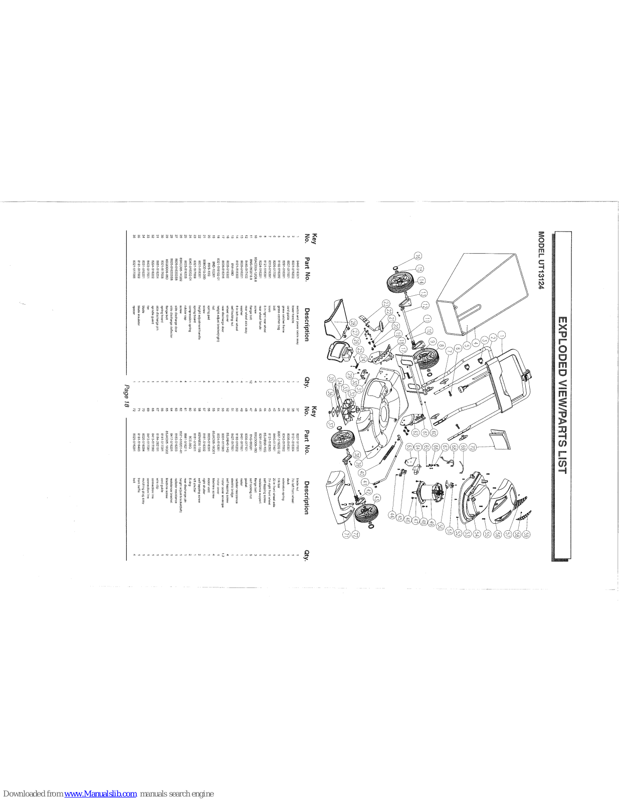 Homelite UT13124 Parts List