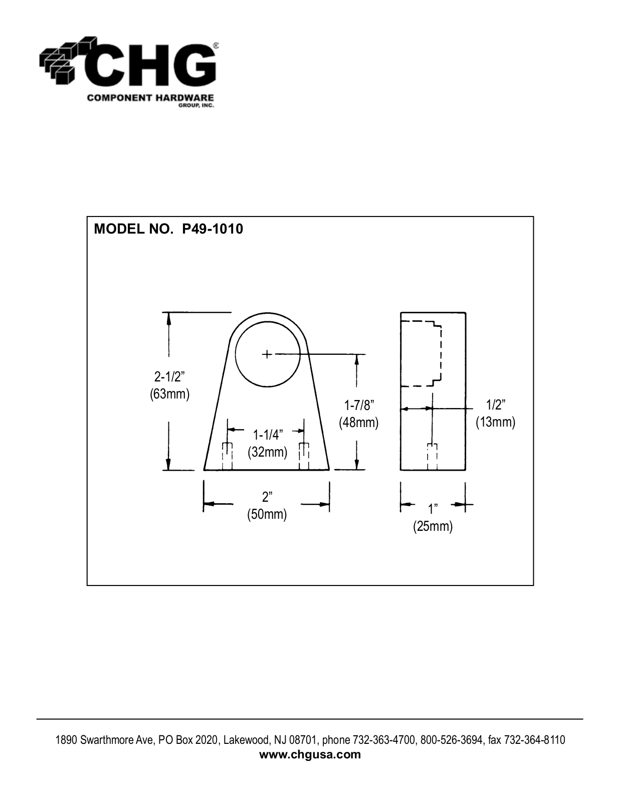 Component Hardware P49-1010 User Manual