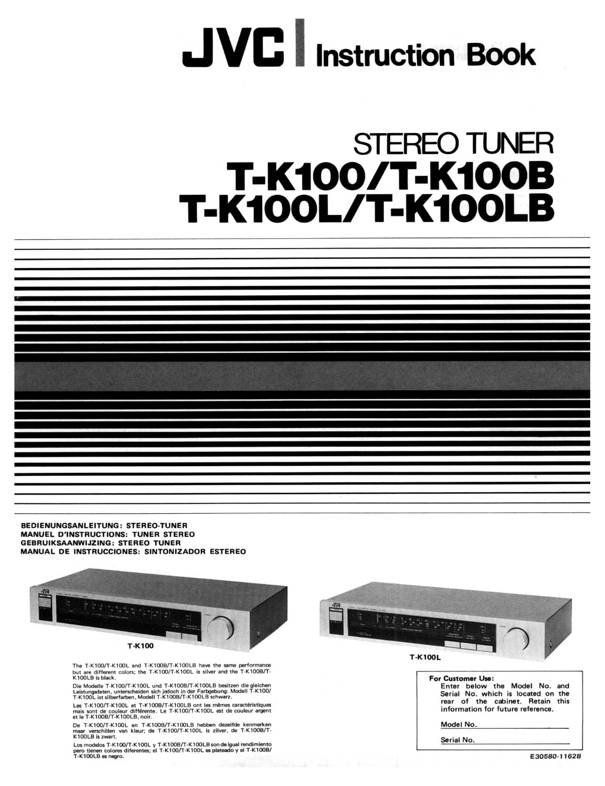 Jvc TK-100-LB, TK-100-L, TK-100-B, TK-100 Owners Manual