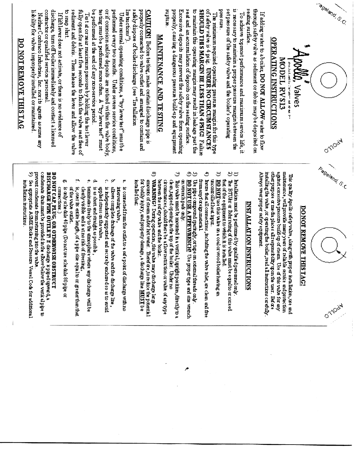 Apollo Valves RVS13 User Guide - ManualMachine.com