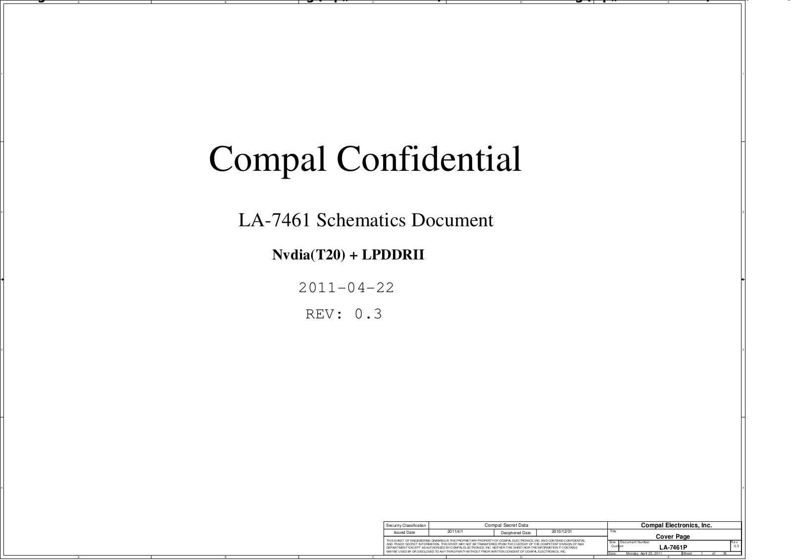 Compal LA-7461P PHJ00, ThinkPad 1839 Schematic