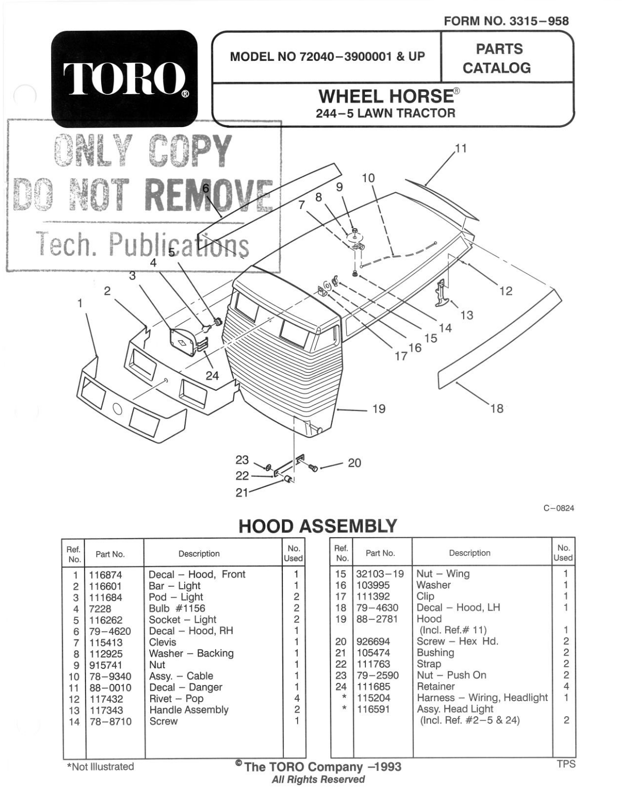 Toro 72040 Parts Catalogue