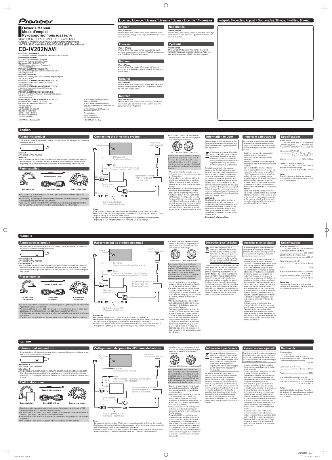 Pioneer CD-IV202NAVI User Manual