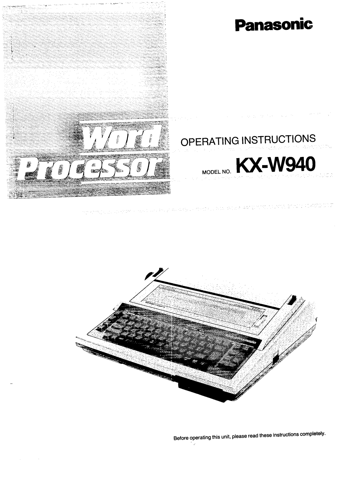 Panasonic KX-W940 User Manual