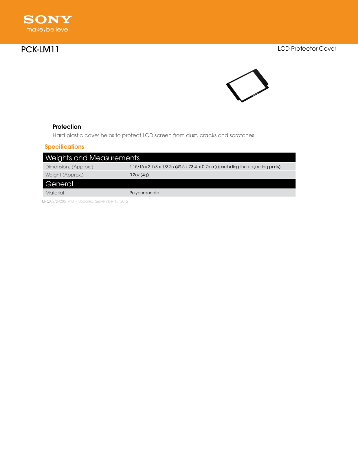 Sony PCK-LM11 User Manual