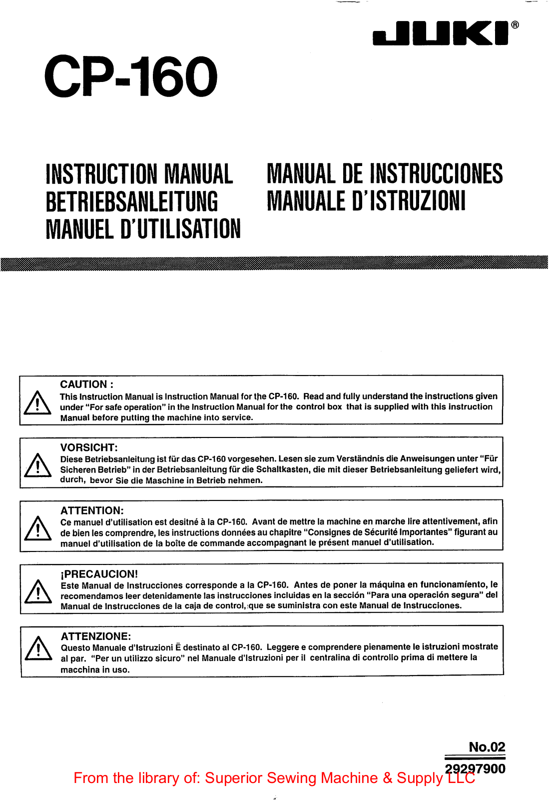 Juki CP-160 Instruction Manual