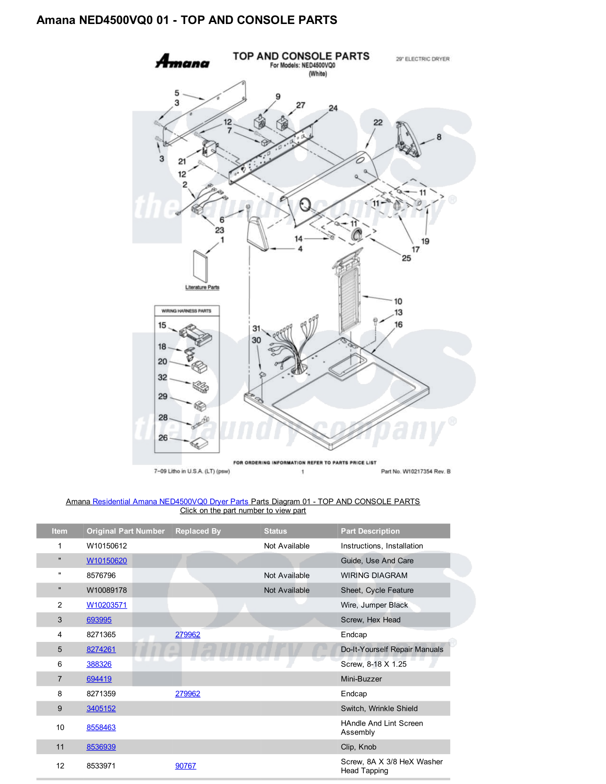 Amana NED4500VQ0 Parts Diagram