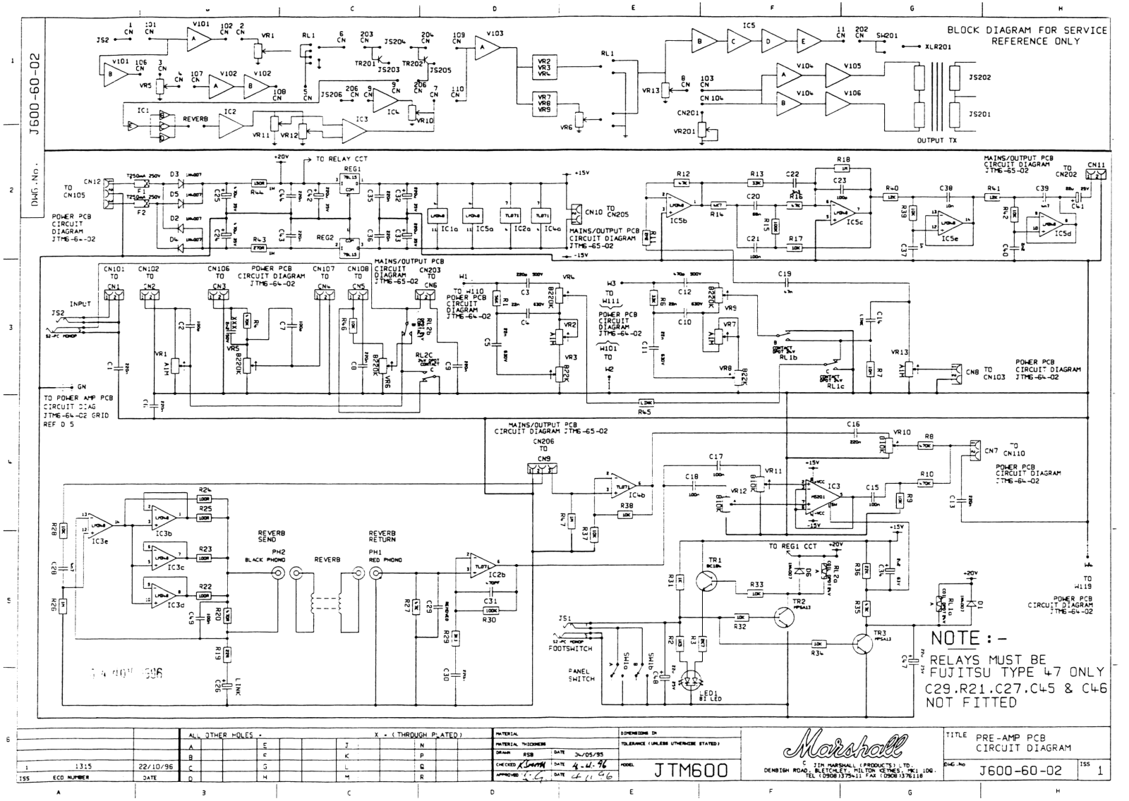 Marshall jtm60, jtm600 schematic