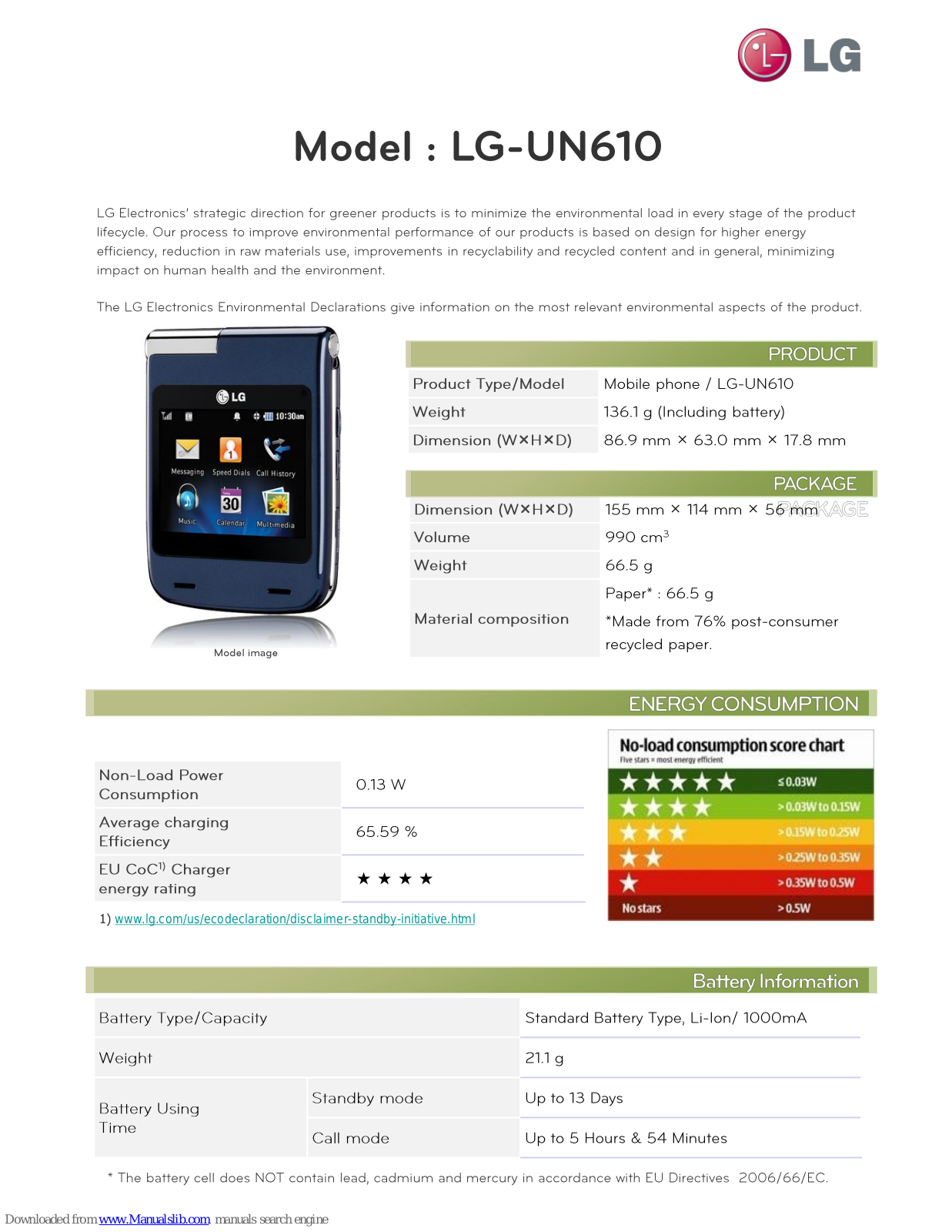 LG UN610, LG-UN610 Product Information