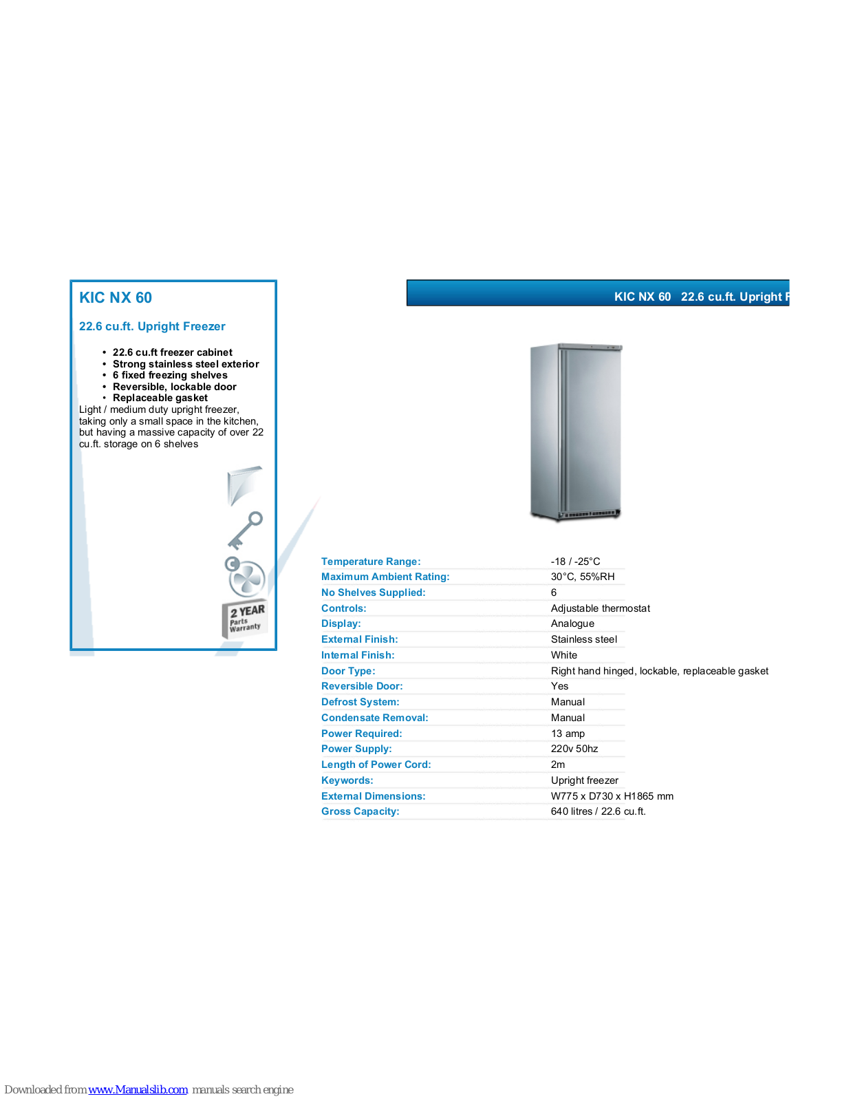 Mondial Elite KIC NX 60 Datasheet