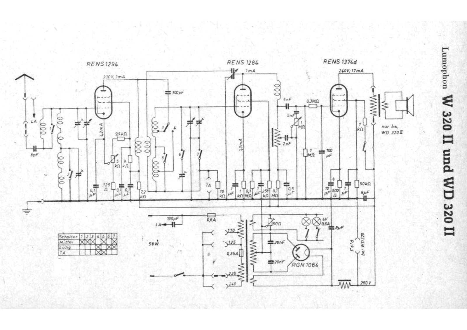 Lumophon w320ii, wd320ii schematic - ManualMachine.com
