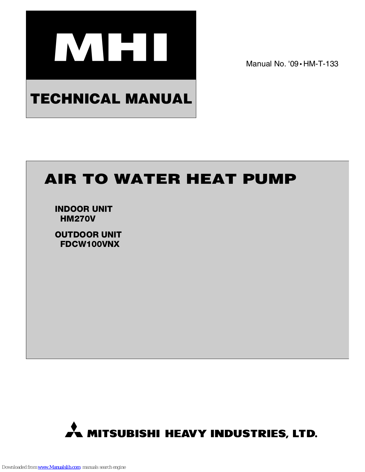 Mitsubishi Heavy Industries FDCW100VNX, HM270V Technical Manual