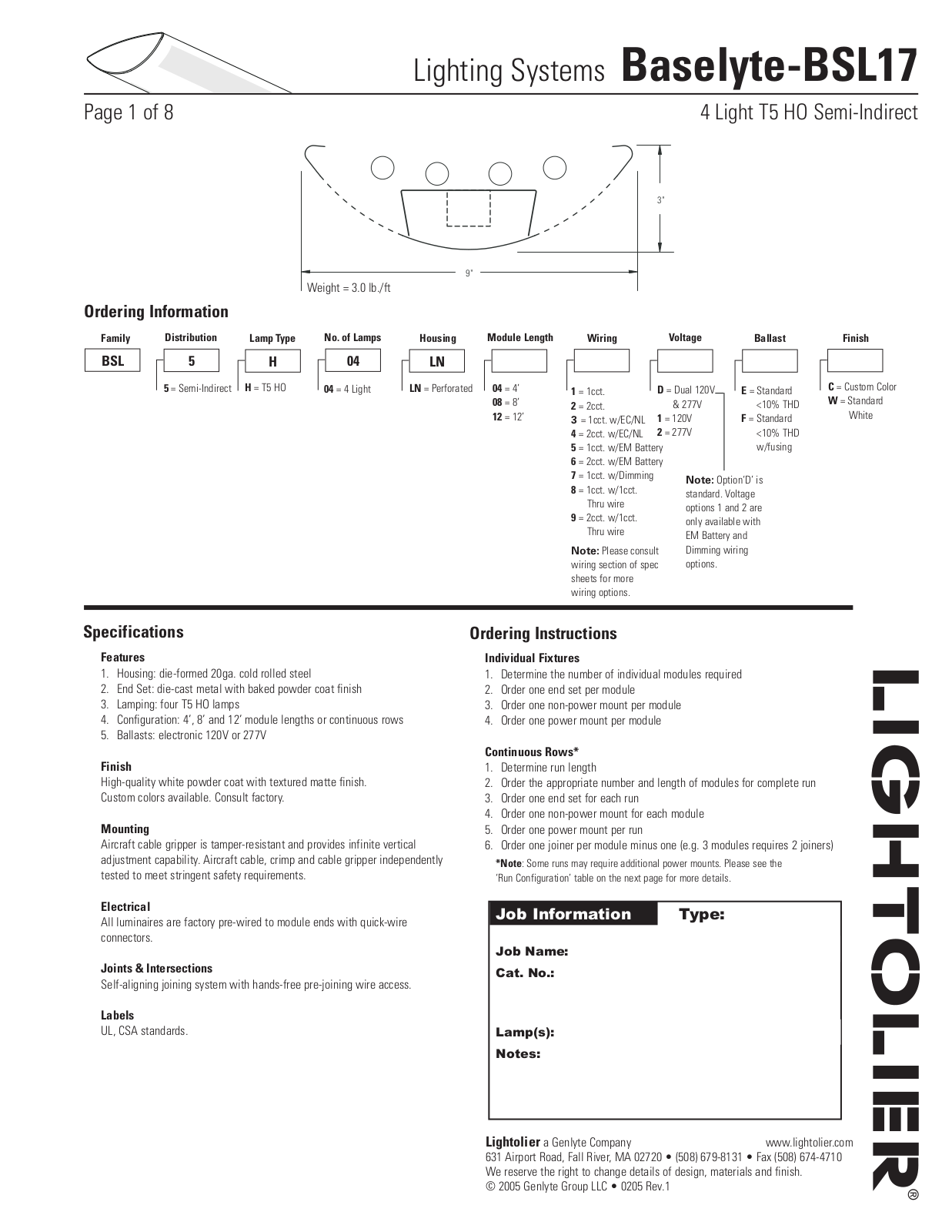 Lightolier BSL17 User Manual