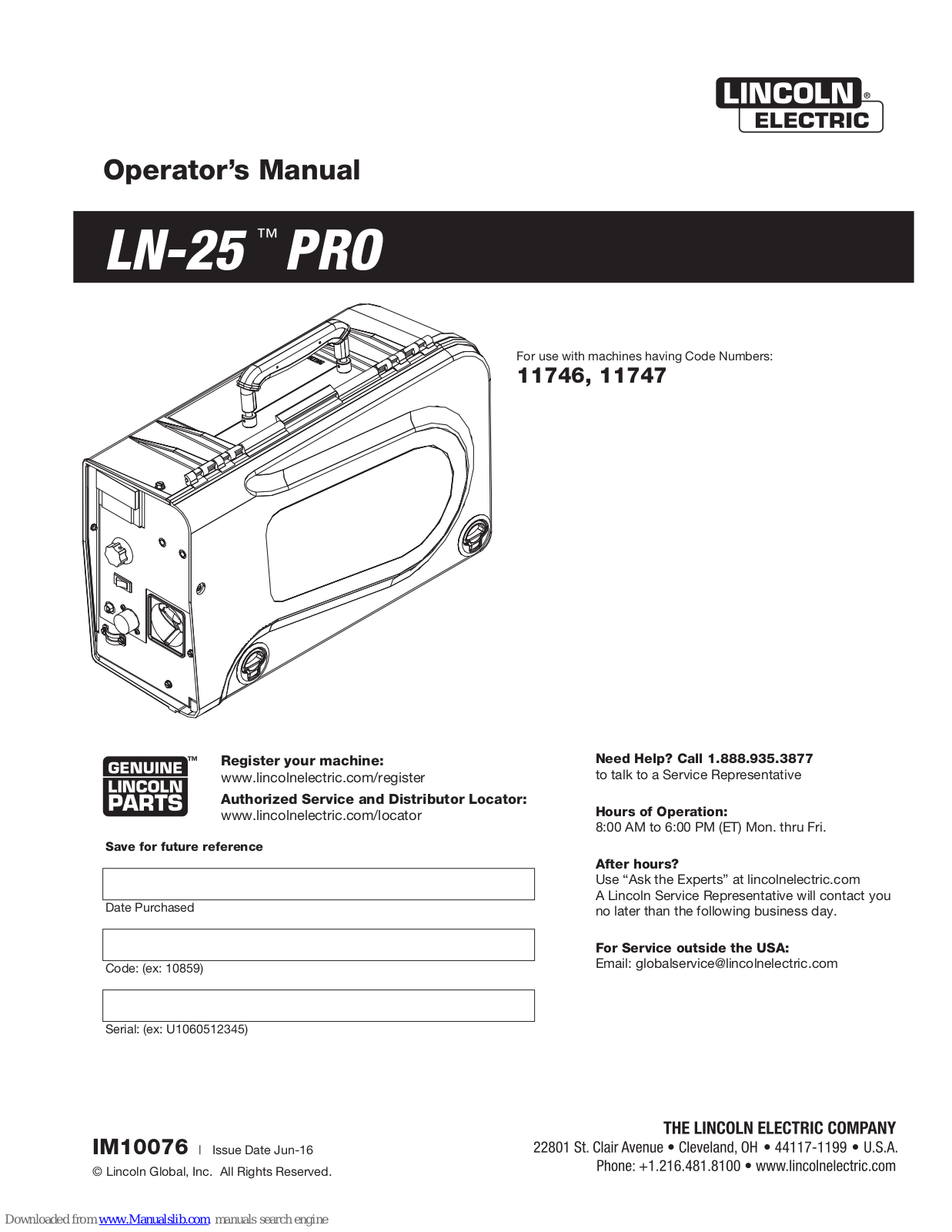 Lincoln LN-25 PRO Operator's Manual