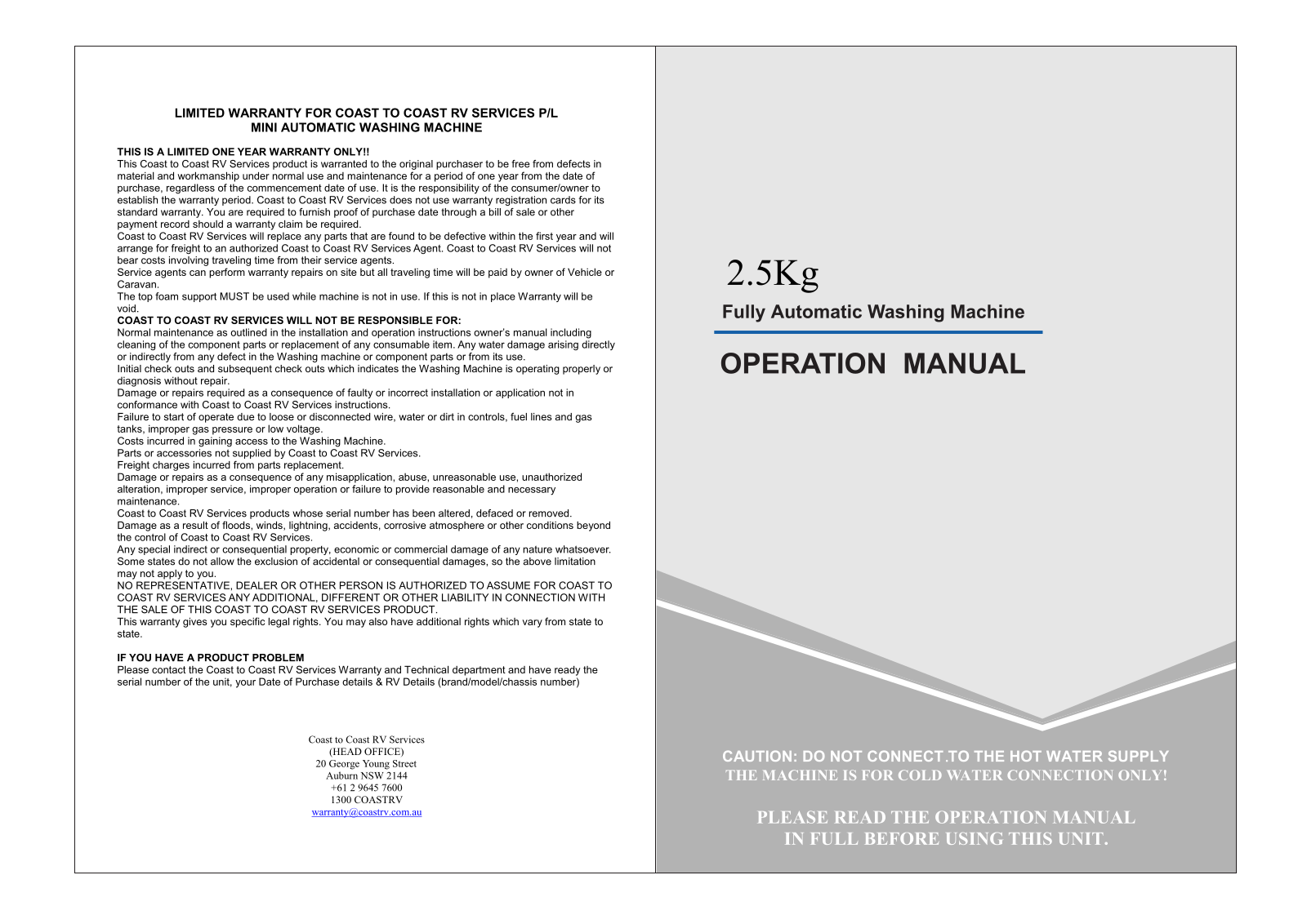 Coast to Coast SPHERE Operation Manual - ManualMachine.com