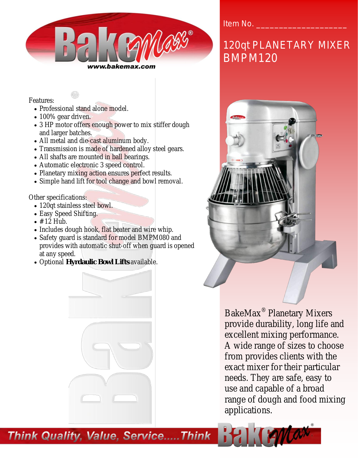 Bakemax BMPM120 User Manual