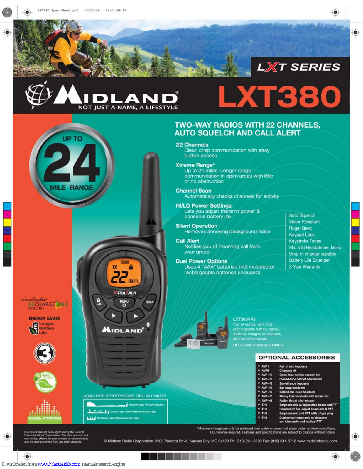 Midland LXT380VP3, LXT380 Specifications - ManualMachine.com