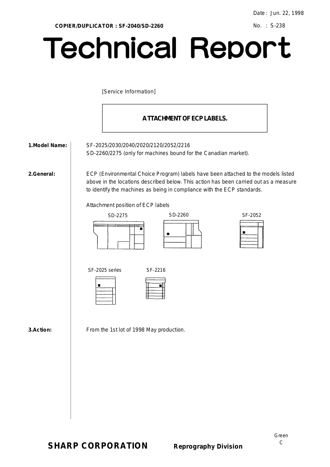 SHARP S238 Technical Report