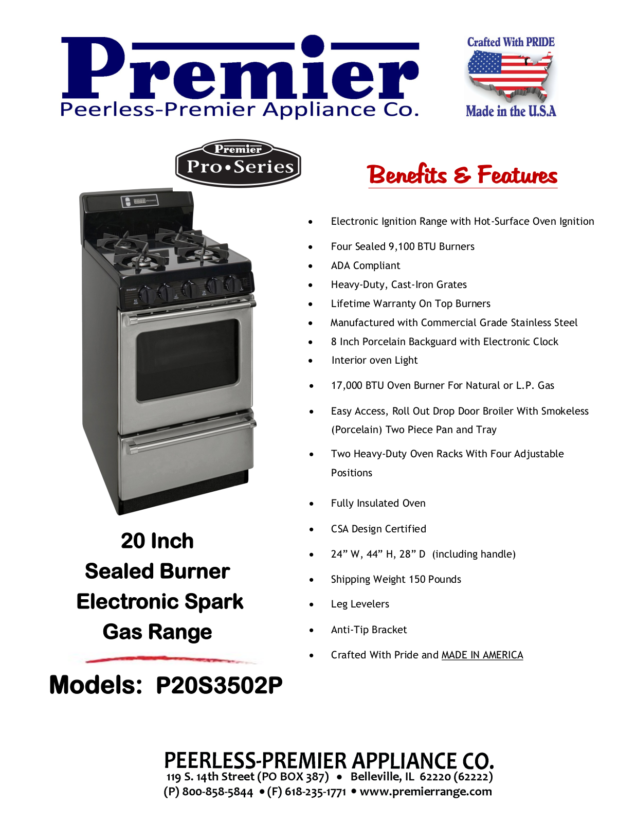 Peerless Stove P20S3502P User Manual