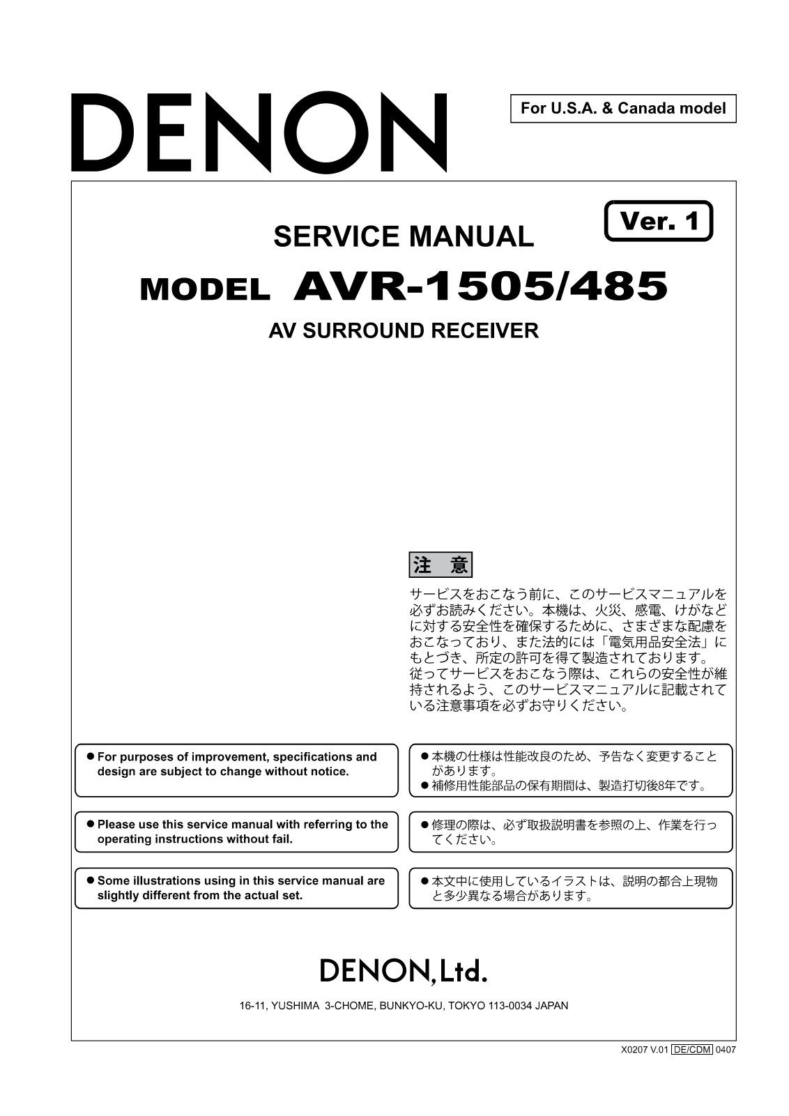 Denon AVR-1505, AVR-485 Schematic