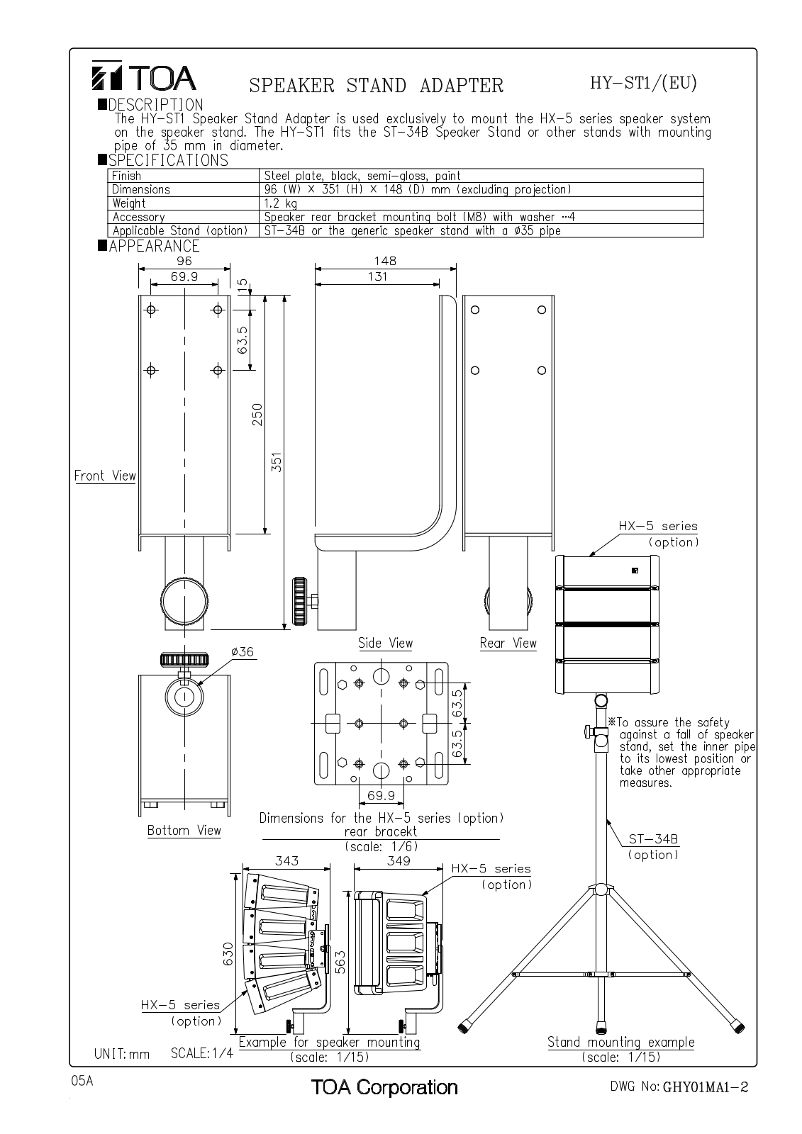 TOA HY-ST1 User Manual