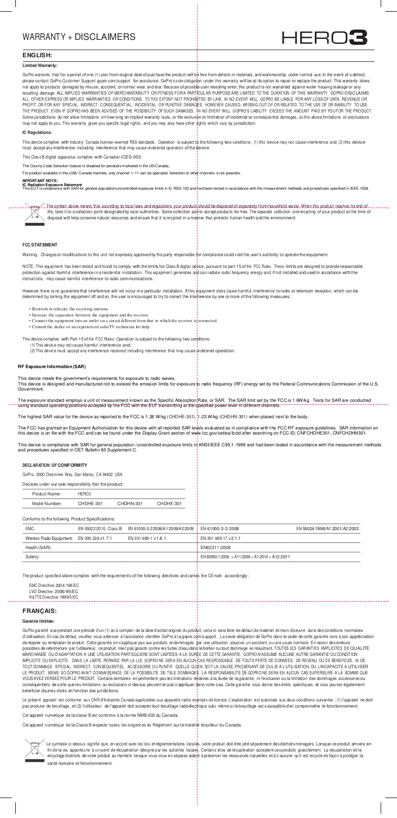 GoPro CHDHN301 User Manual