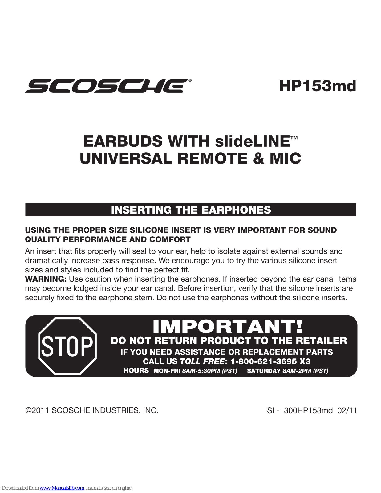 Scosche HP153md User Manual