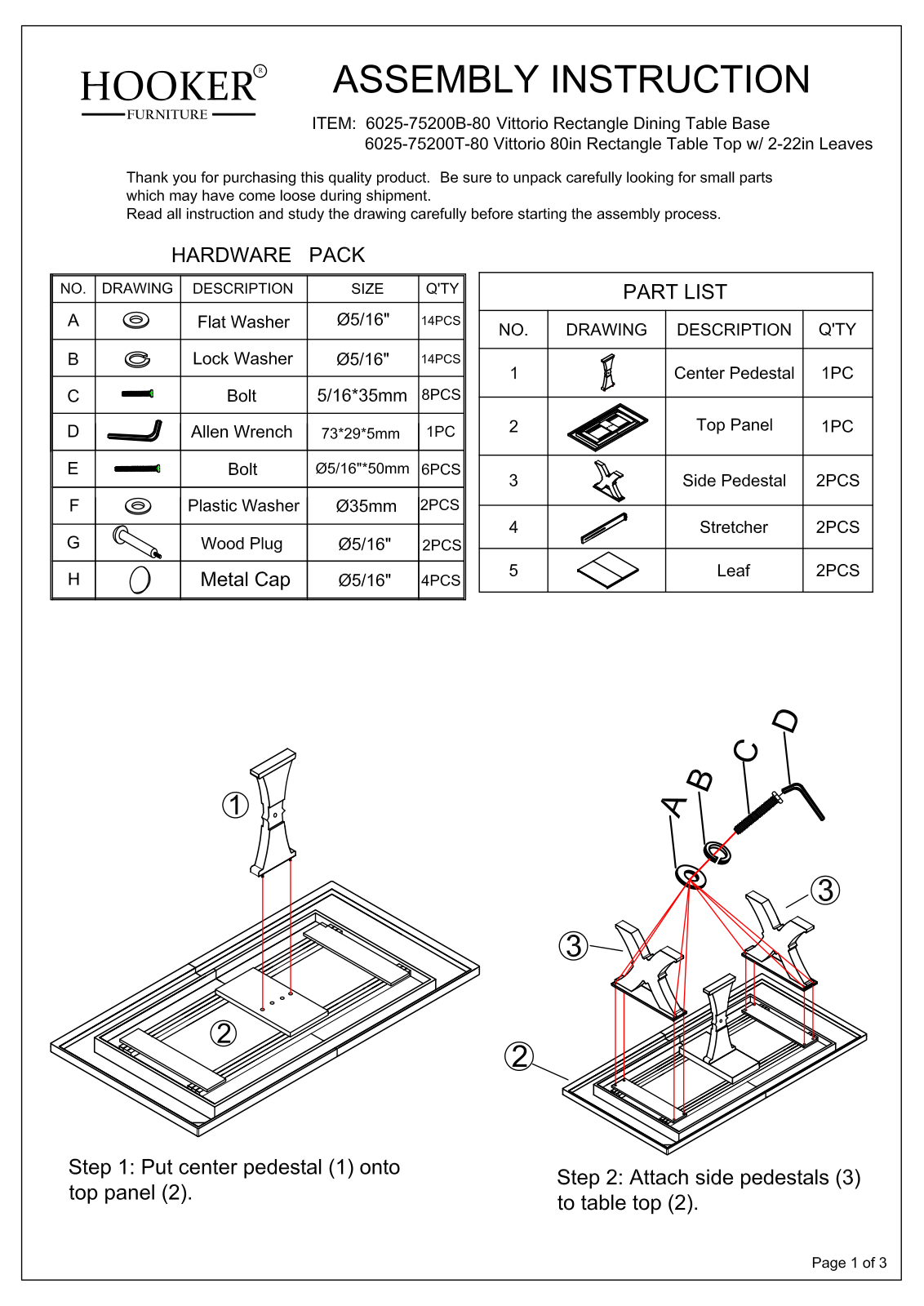 Hooker 6025-75200B-80, 6025-75200T-80 Assembly Instructions