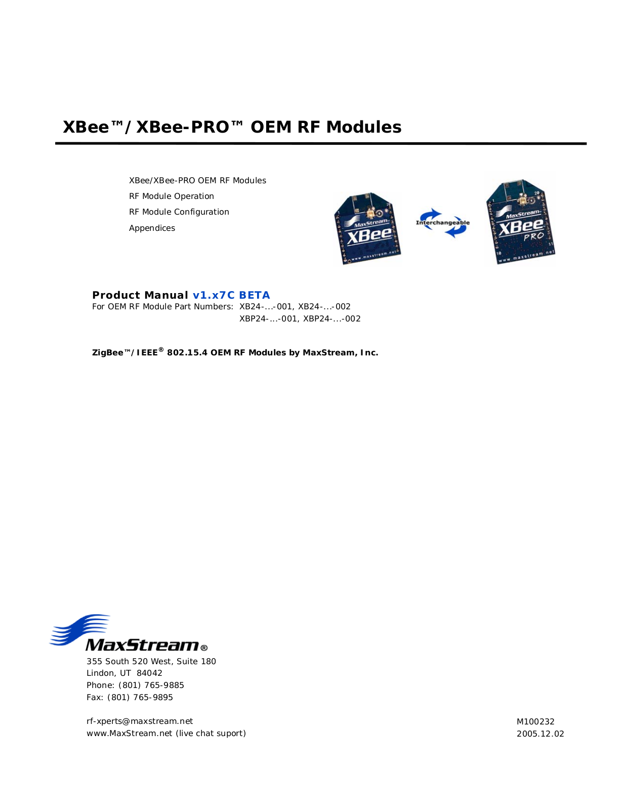 MaxStream XBEEPRO Users Manual