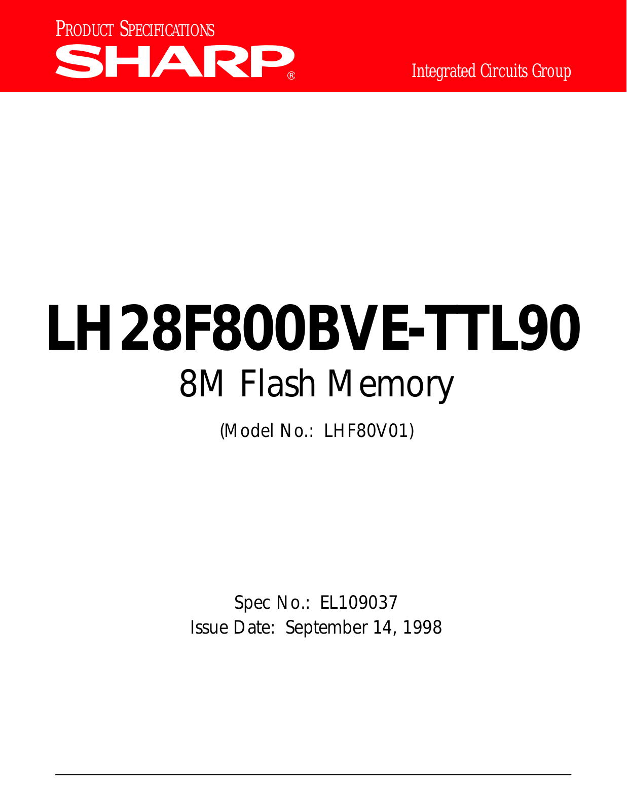 Sharp LH28F800BVE-TTL90 Datasheet