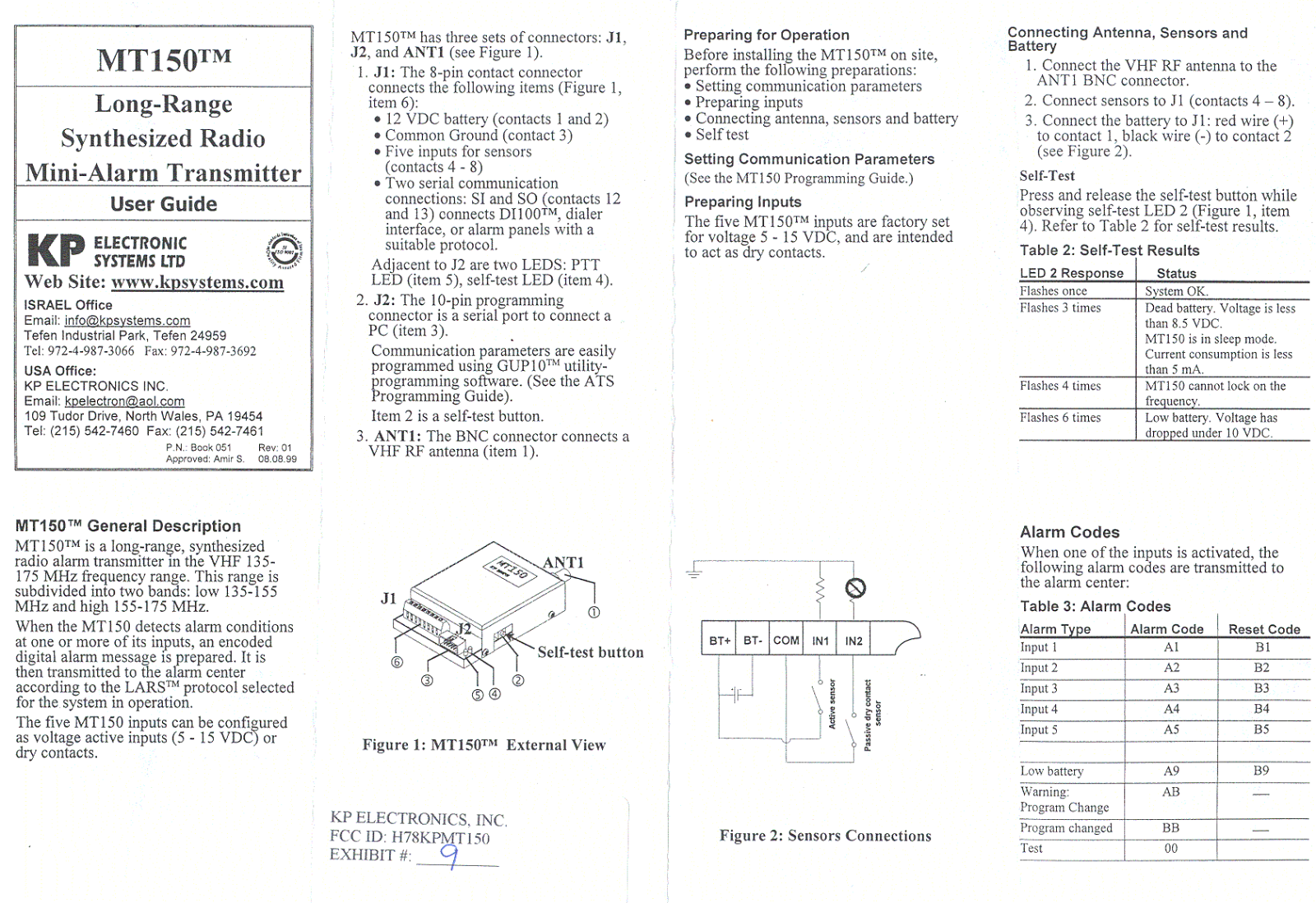 KP Electronic Systems KPMT150 Users Manual