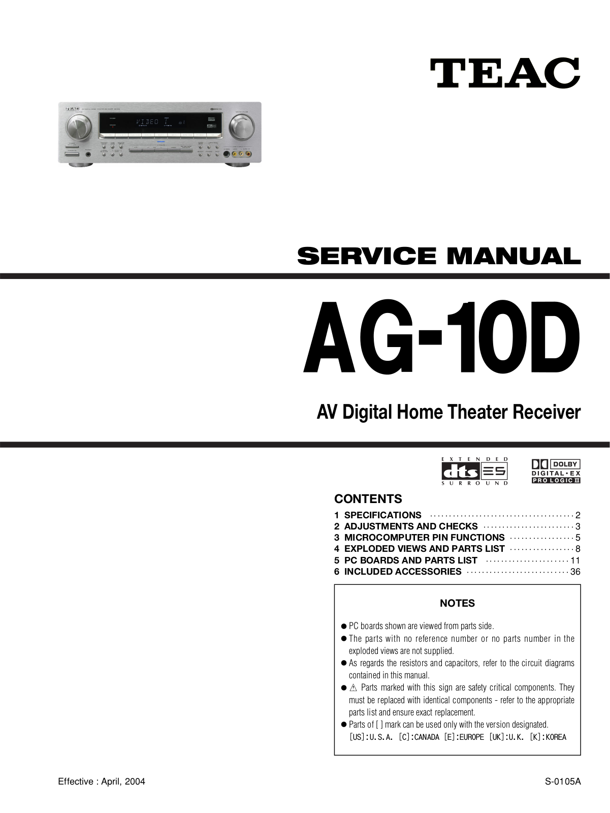 TEAC AG-10-D Service manual