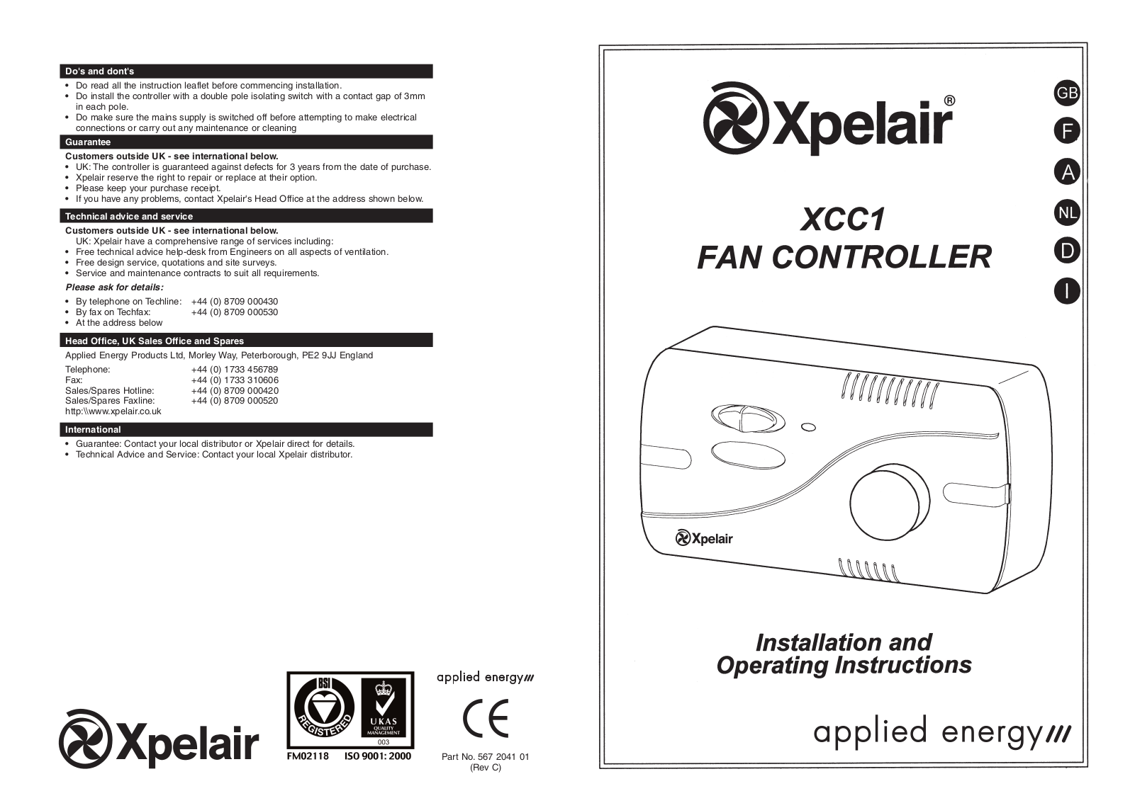 Applied energy XCC1 User Manual