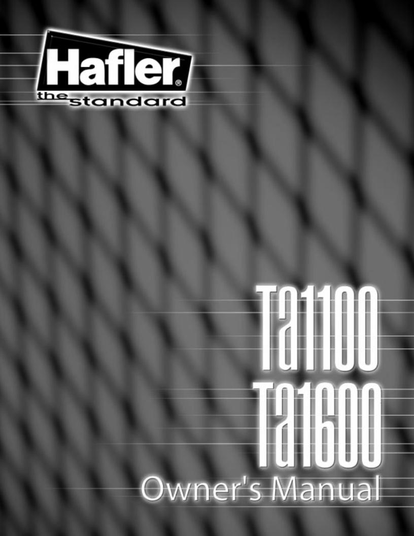 Hafler 1600, TA1100 User Manual