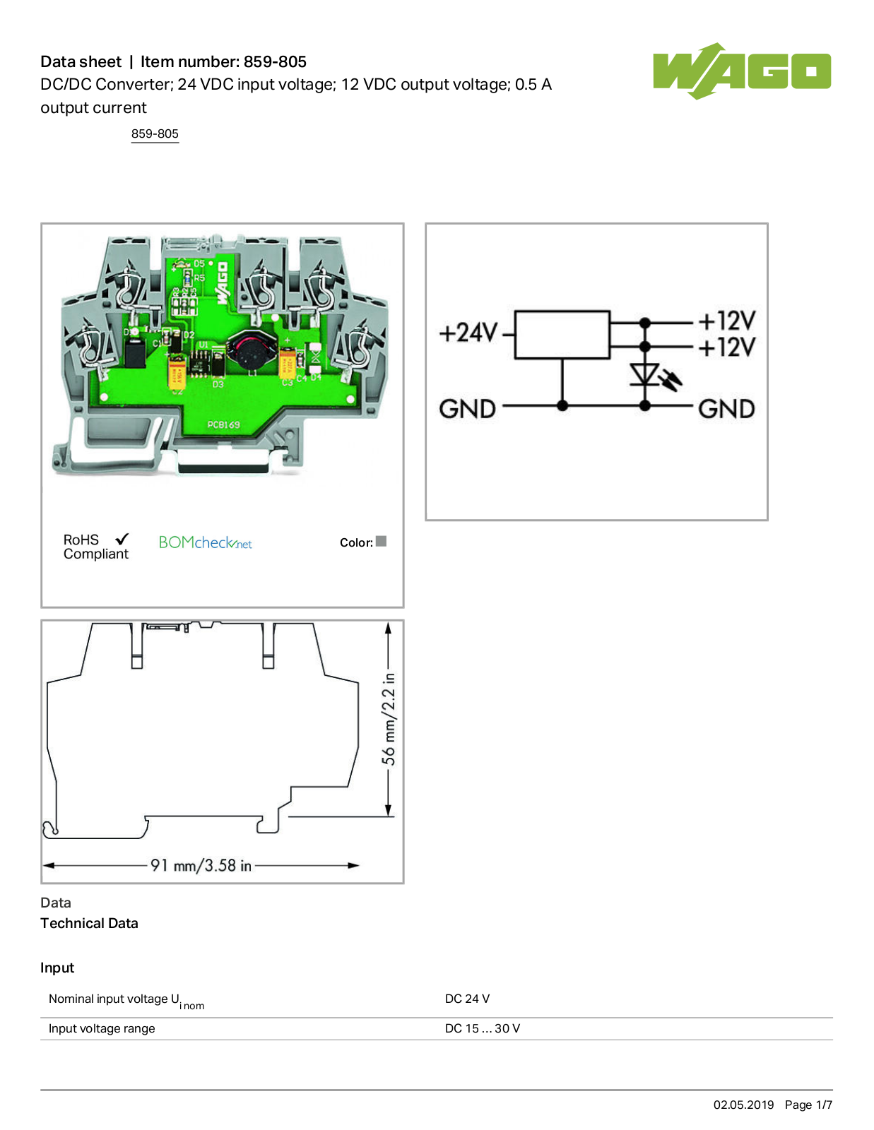 Wago 859-805 Data Sheet