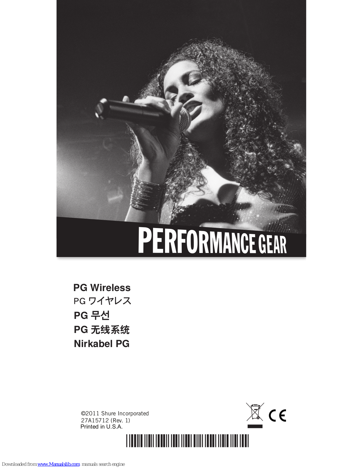 Shure PG, Performance Gear PG Wireless Wireless Quick Start Manual - ManualMachine.com