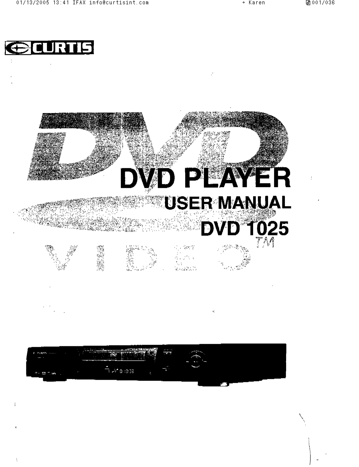 CURTIS DVD1025 User Manual