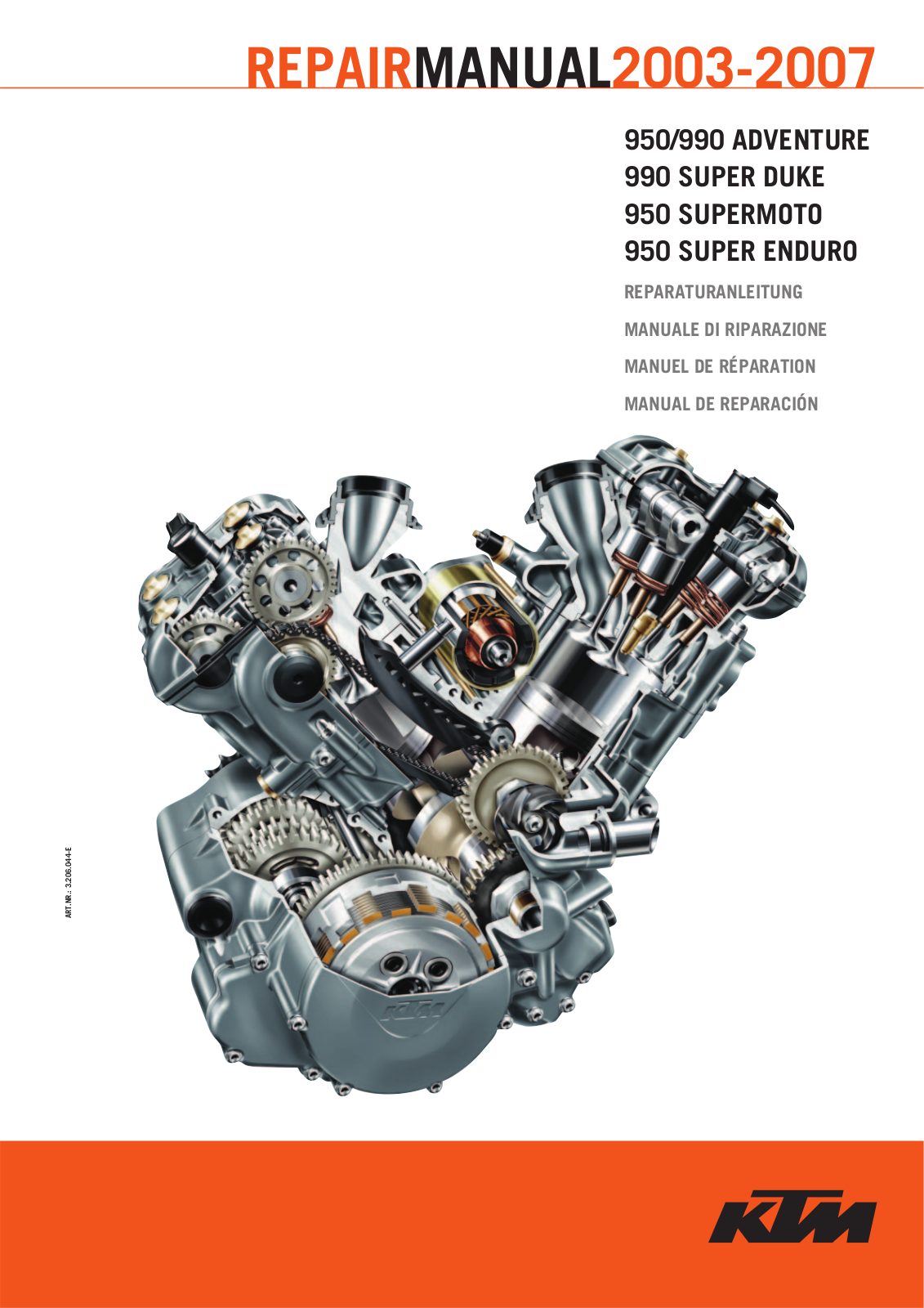 KTM 990 Super Duke, 950 SUPERMOTO, 950 SUPER ENDURO Repair manual