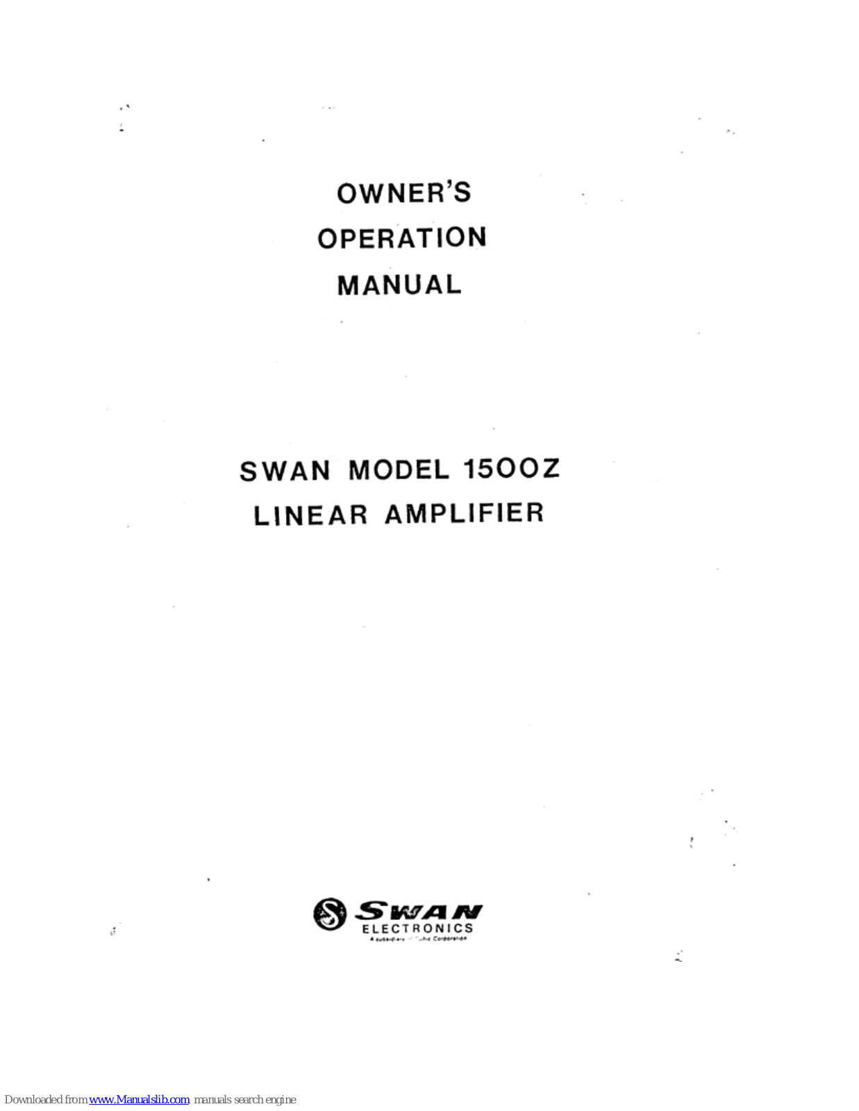 Swann 1500Z Owner's Operation Manual