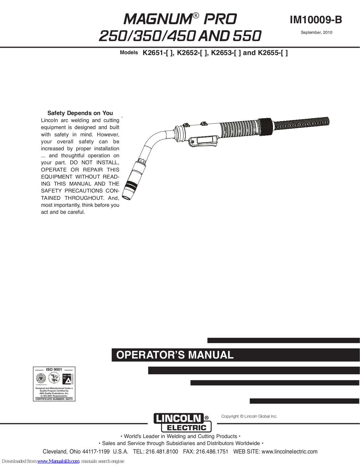 Lincoln Electric MAGNUM 450, MAGNUM PRO 250, MAGNUM PRO 450, MAGNUM PRO 550, K2651 Operator's Manual