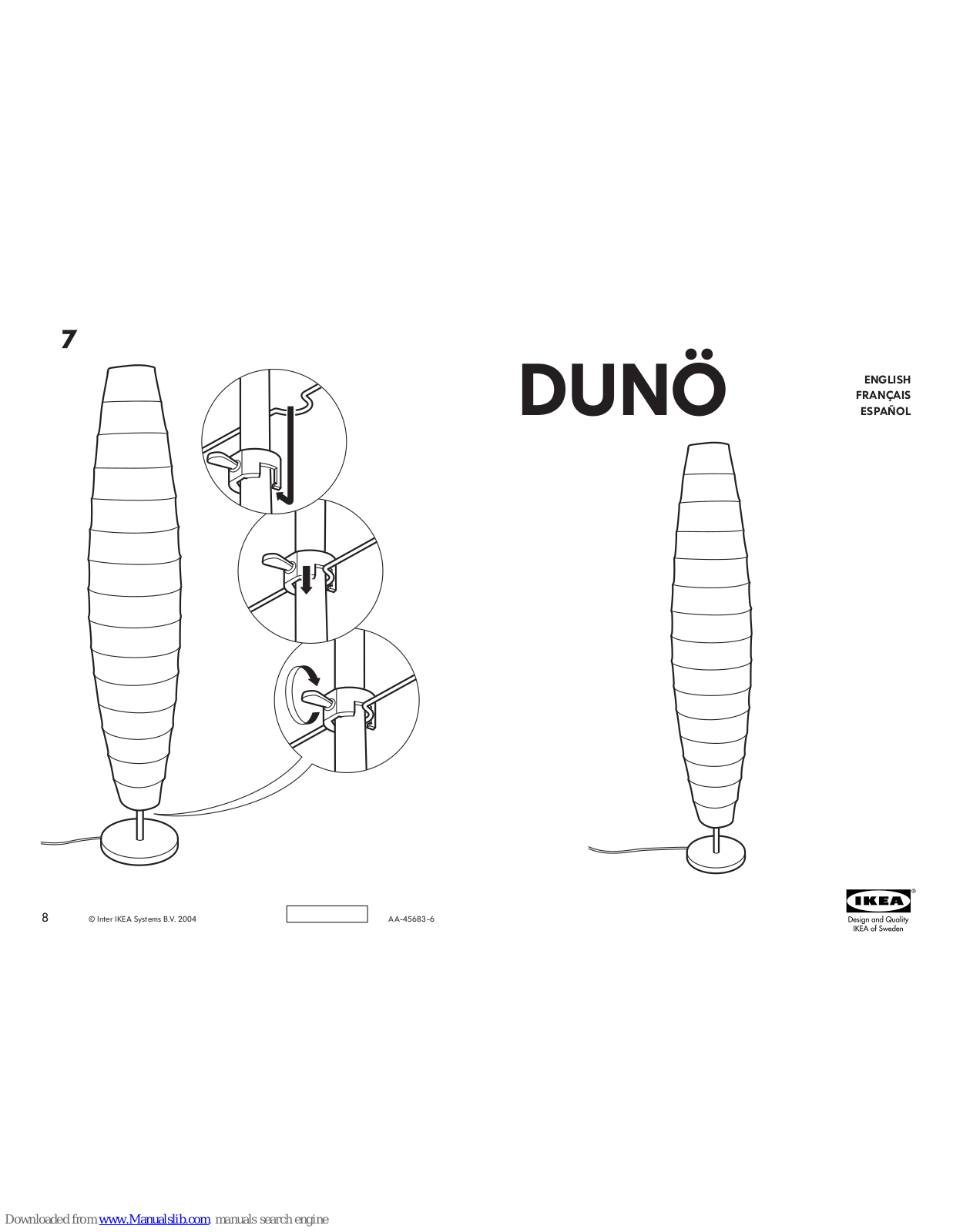 IKEA DUNO AA-45683-6, DUNO Assembly Instructions Manual - ManualMachine.com