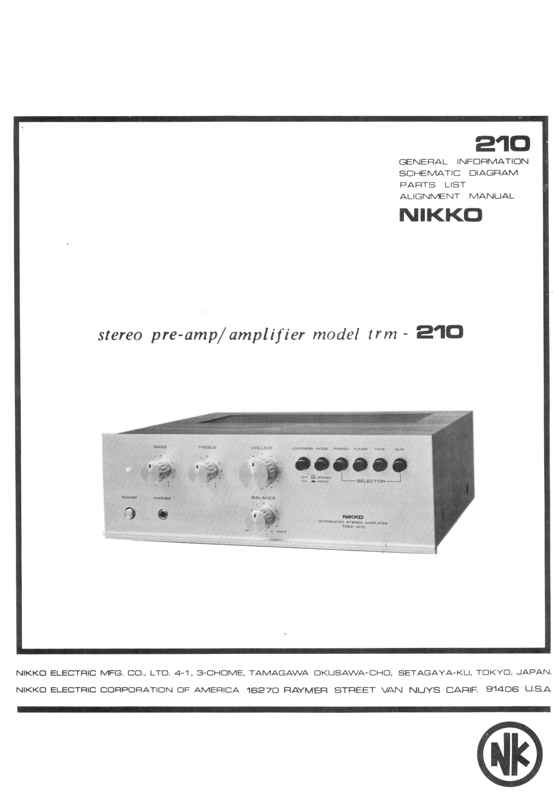 Nikko TRM-210 Service Manual