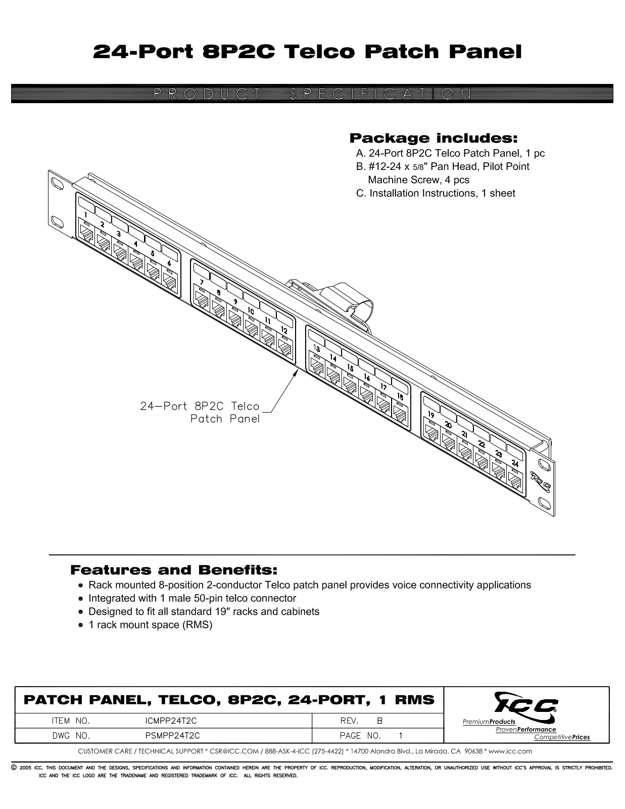 ICC ICMPP24T2C Specsheet