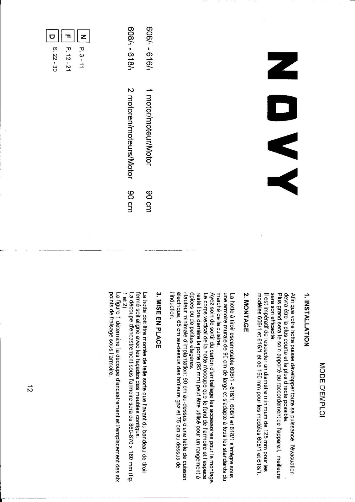 NOVY D616, D608, D606 User Manual