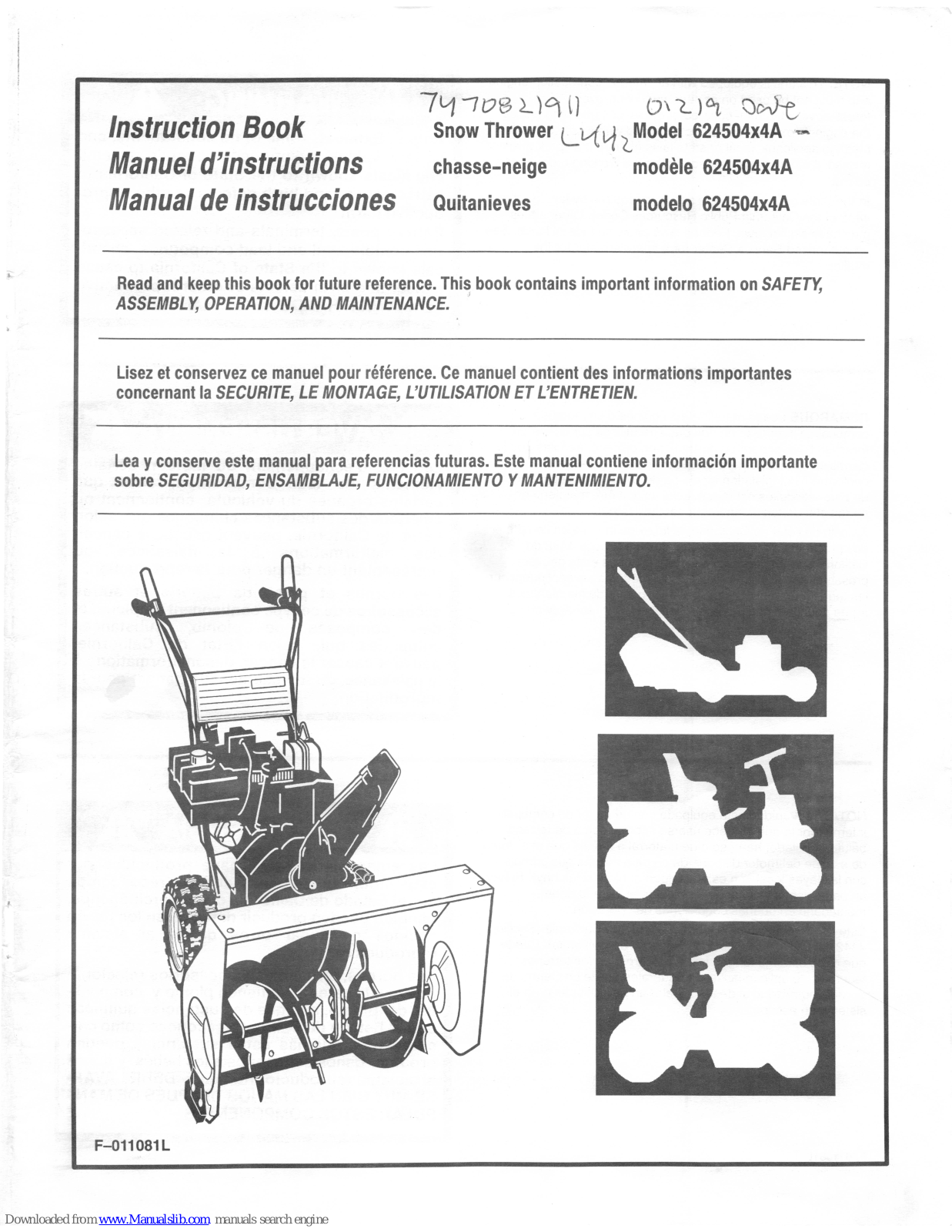 Murray 624504X4A Instruction Manual