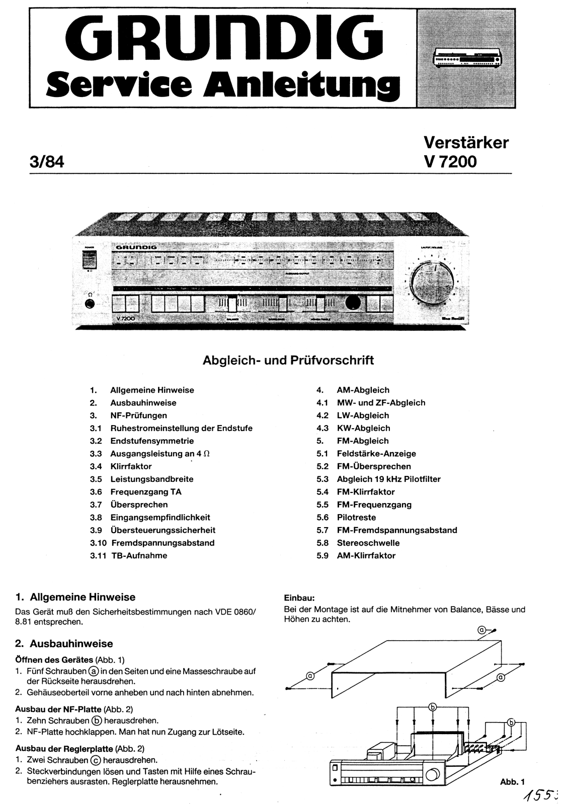 Service Manual-Anleitung für Grundig V 4 
