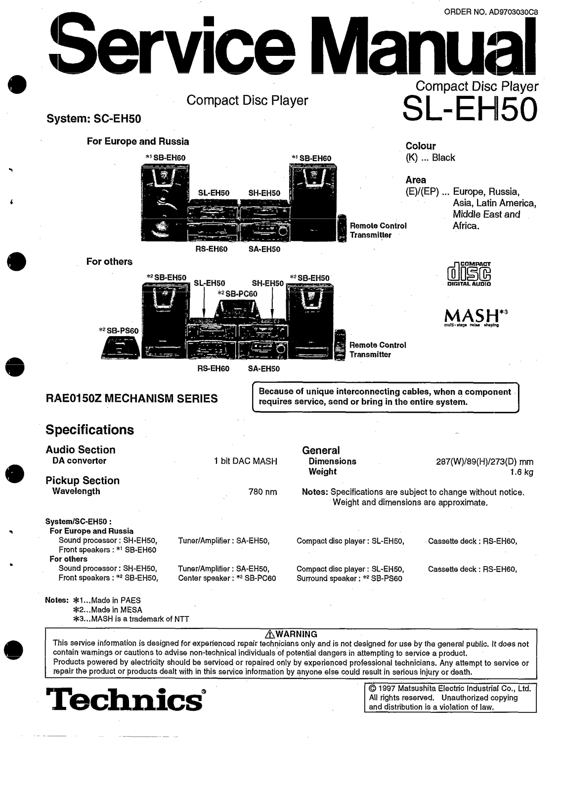 Technics SLEH-50 Service manual