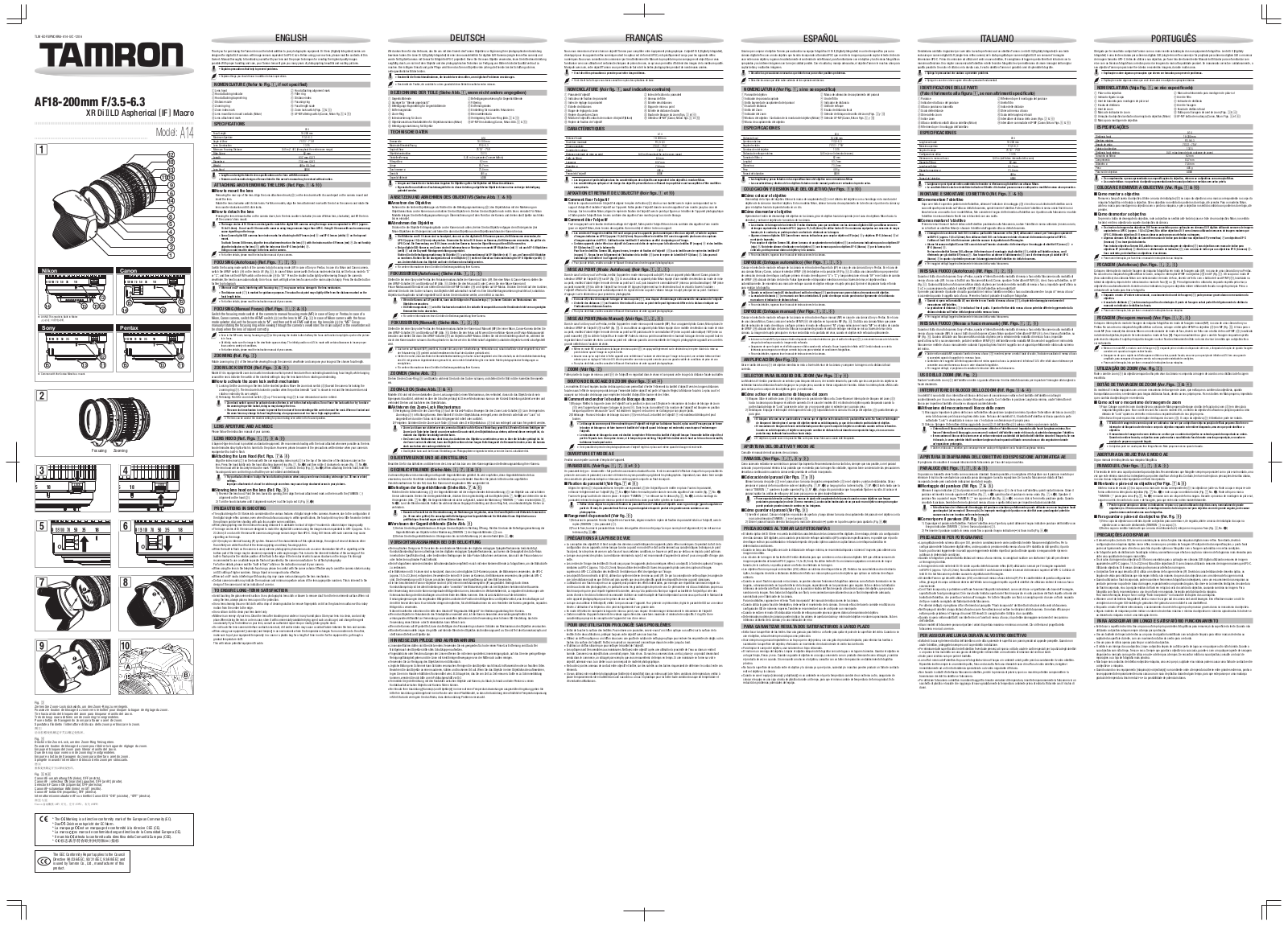 TAMRON 18-200, AF 18-20, AF18-200 User Manual