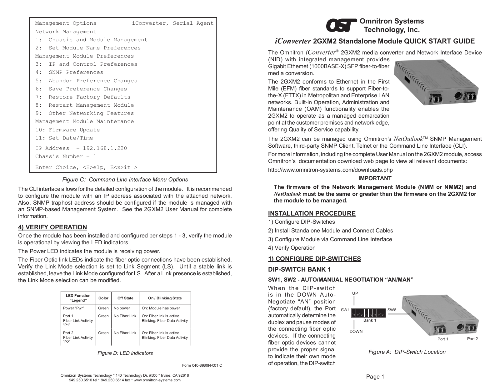 Omnitron Systems Technology iConverter 2GXM2 User Manual