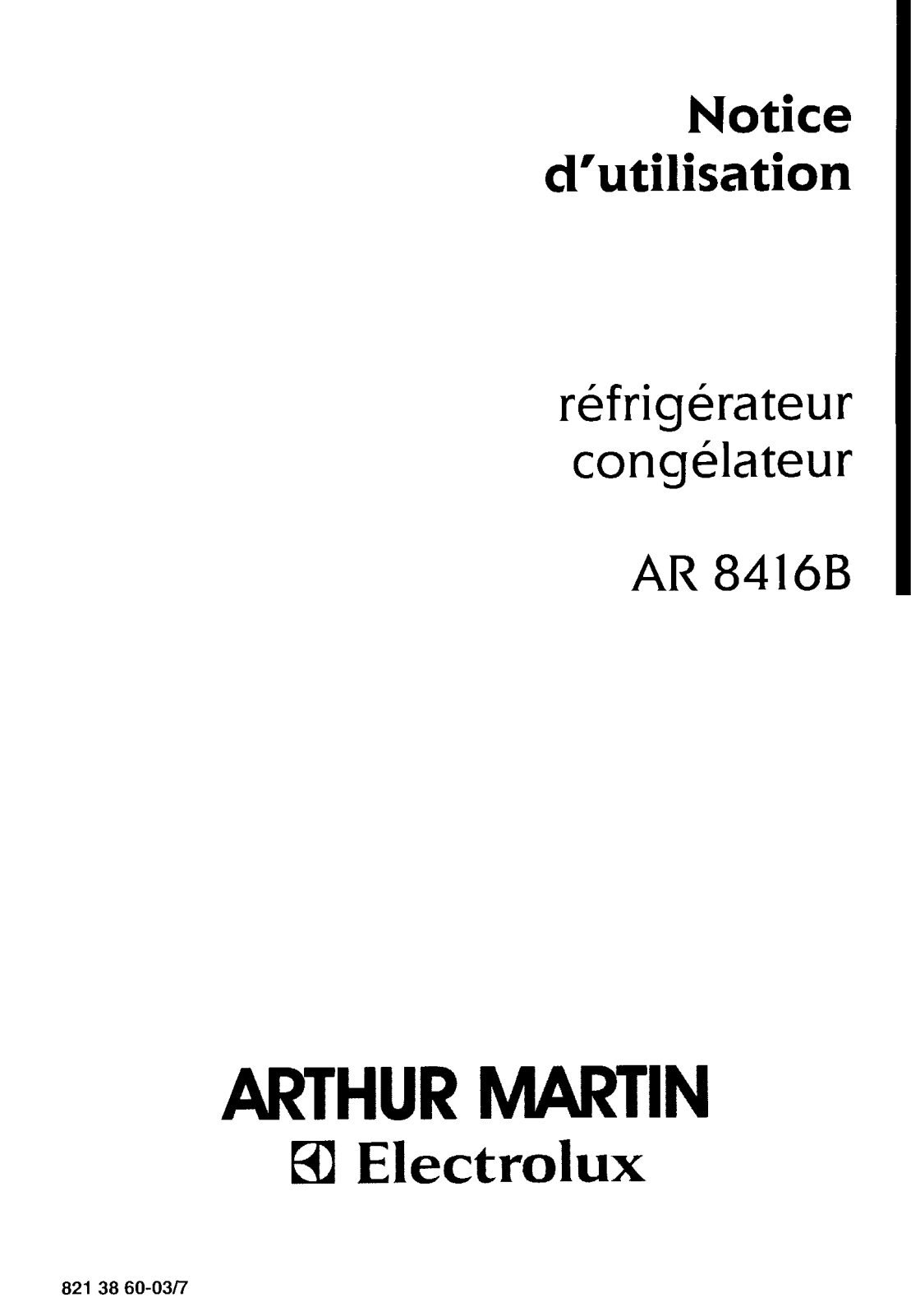 Arthur martin AR8416B User Manual